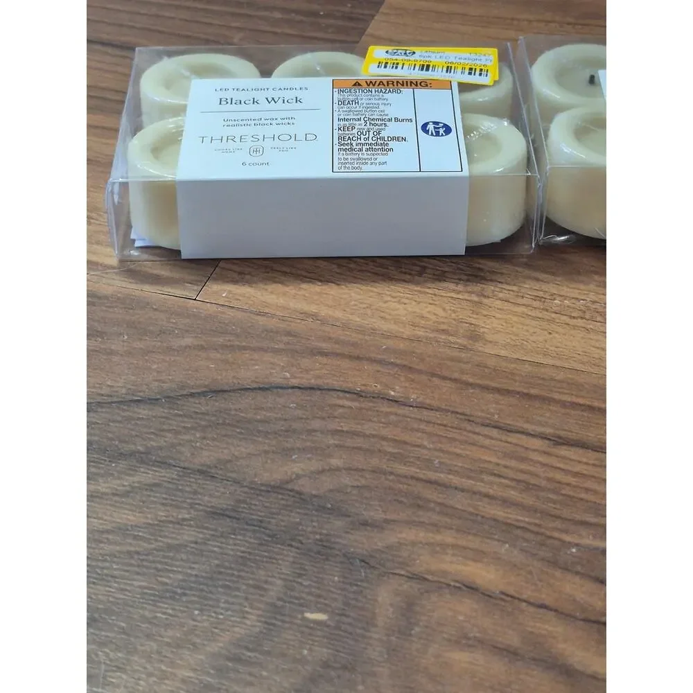 Threshold Black Wick LED Votive Candles 12 Unscented Flameless Battery Beige s1